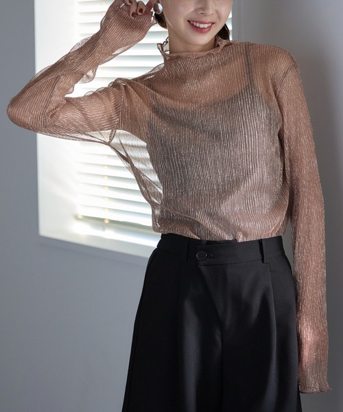 MAISON BREEZE（メゾンブリーズ）の「【MAISON BREEZE】ラメプリーツシアータートルトップス XNN（Tシャツ/カットソー・レディース・ライトグレー/ピンク/ブラック/ゴールド/シルバー/ライトベージュ/グレー/オフホワイト・FREE）」の20枚目の写真