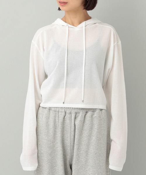 A part by（アパートバイ）の「【e/rm】シアーウラケフーディ（パーカー・レディース・チャコールグレー/アイボリー・FREE）」の5枚目の写真