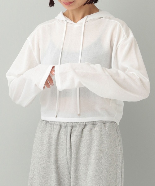 A part by（アパートバイ）の「【e/rm】シアーウラケフーディ（パーカー・レディース・チャコールグレー/アイボリー・FREE）」の6枚目の写真