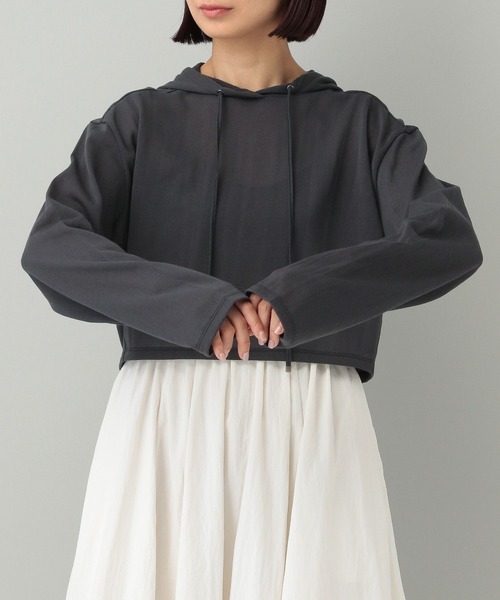 A part by（アパートバイ）の「【e/rm】シアーウラケフーディ（パーカー・レディース・チャコールグレー/アイボリー・FREE）」の14枚目の写真