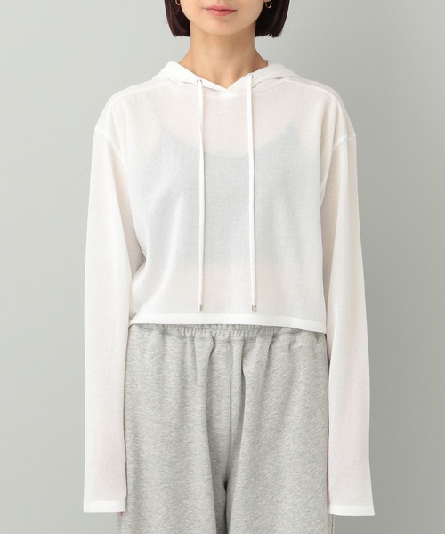 A part by（アパートバイ）の「【e/rm】シアーウラケフーディ（パーカー・レディース・チャコールグレー/アイボリー・FREE）」の17枚目の写真