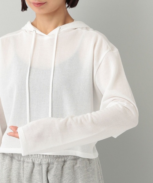 A part by（アパートバイ）の「【e/rm】シアーウラケフーディ（パーカー・レディース・チャコールグレー/アイボリー・FREE）」の21枚目の写真
