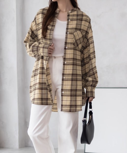 NAVY ルーズ チェックチュニックシャツ 綿100%（シャツ/ブラウス