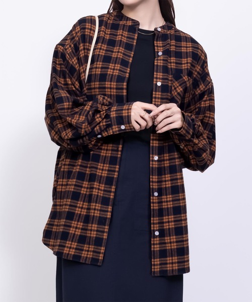 NAVY ルーズ チェックチュニックシャツ 綿100%（シャツ/ブラウス