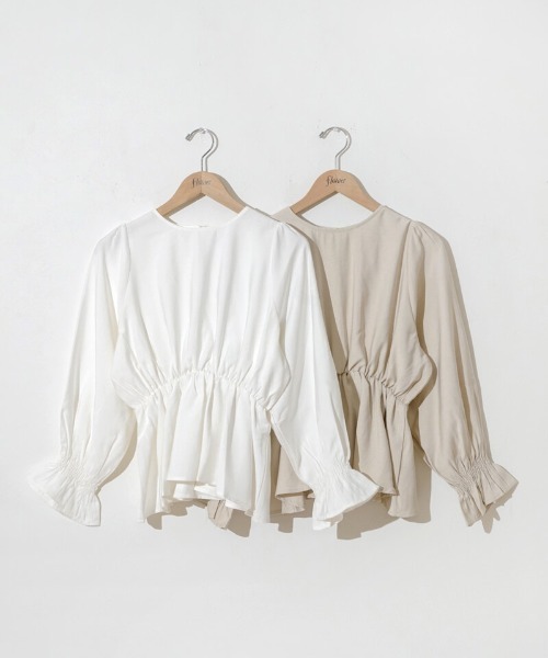 flower（フラワー）の「キャンディースリーブブラウス3（シャツ/ブラウス・レディース・ホワイト/ベージュ・FREE）」の13枚目の写真