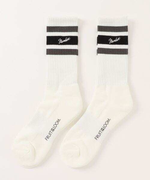 NUMBER (N)INE(ナンバーナイン)の「【FRUIT OF THE LOOM】NUMBER(N)INEコラボ 2パック ソックス/2足セット/靴下(ソックス/靴下・メンズ・ブラック/ホワイト・25cm~27cm)」の2枚目の写真