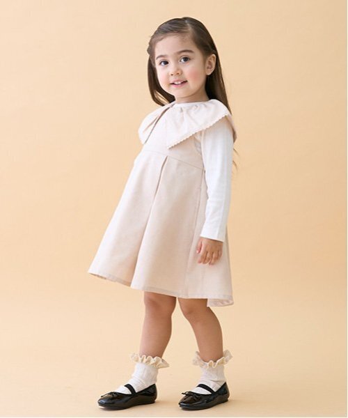 petit main(プティマイン)の「【リンク】ビッグ衿ジャンパースカート(キッズ)(ジャンパースカート・キッズ・ネイビー/ライトピンク・80cm/90cm/100cm/110cm/120cm/130cm)」の2枚目の写真