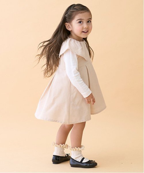 petit main(プティマイン)の「【リンク】ビッグ衿ジャンパースカート(キッズ)(ジャンパースカート・キッズ・ネイビー/ライトピンク・80cm/90cm/100cm/110cm/120cm/130cm)」の4枚目の写真