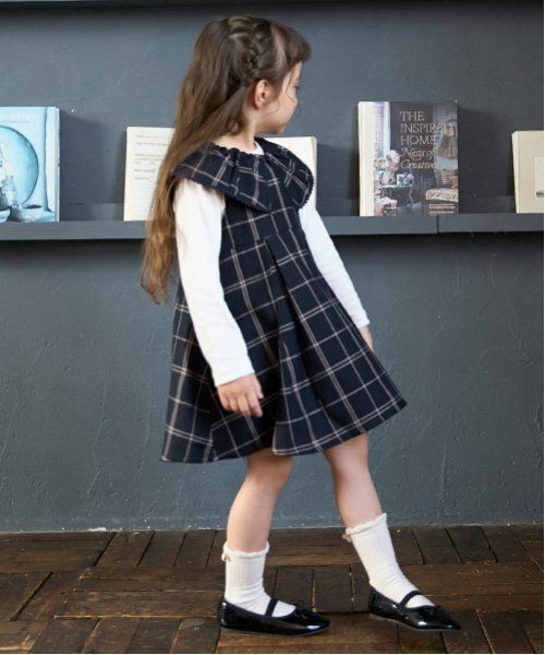 petit main(プティマイン)の「【リンク】ビッグ衿ジャンパースカート(キッズ)(ジャンパースカート・キッズ・ネイビー/ライトピンク・80cm/90cm/100cm/110cm/120cm/130cm)」の6枚目の写真