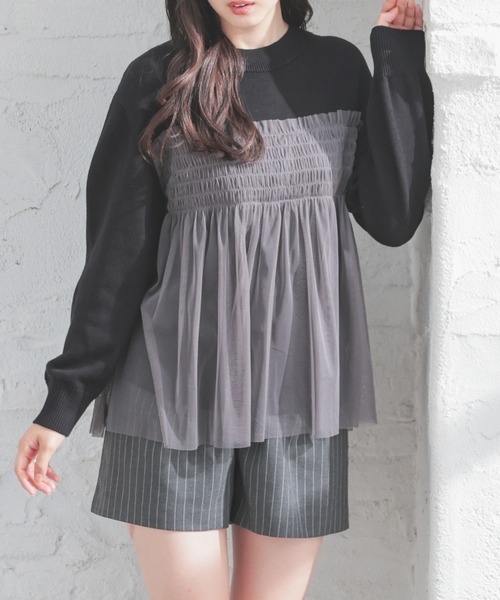 【WEB先行販売】【大きいサイズ】ビスチェ風ニット ビスチェ風ニット（ニット/セーター）｜Honeys（ハニーズ）の