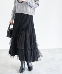 tocco closet | 【ZOZO限定】ドットチュールティアードニットスカート(スカート)