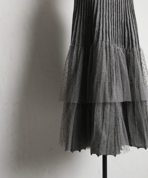 tocco closet（トッコ　クローゼット）の「【ZOZO限定】ドットチュールティアードニットスカート（スカート・レディース・ブラック/グレー・M）」の10枚目の写真