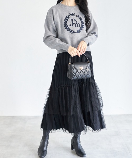 tocco closet（トッコ　クローゼット）の「【ZOZO限定】ドットチュールティアードニットスカート（スカート・レディース・ブラック/グレー・M）」の18枚目の写真