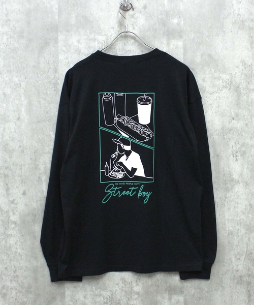 SHISKY(シスキー)の「プリント BIG 長袖Tシャツ(Tシャツ/カットソー・メンズ・ブラック/ホワイト系2/ホワイト系1/ホワイト系/グレー系1/ブラック系1/ネイビー系/ブルー/グレー系/杢グレー/ブラック系2/オフホワイト/ラベンダー/ネイビー/ミント/ベージュ/ブラック系・M/XL/L)」の6枚目の写真