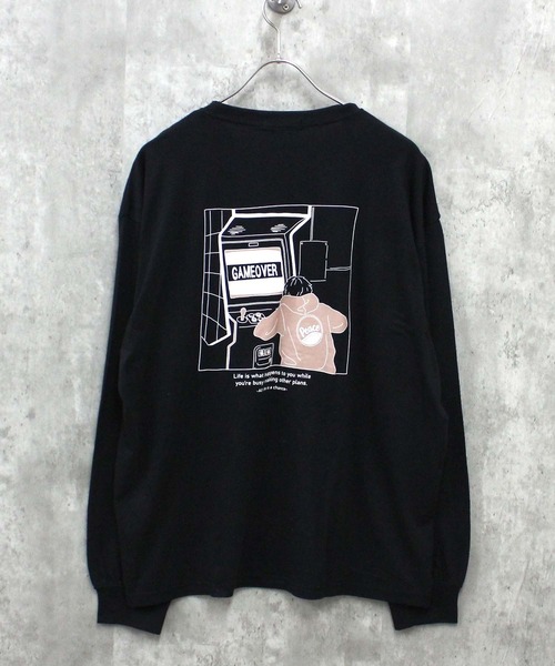 SHISKY(シスキー)の「プリント BIG 長袖Tシャツ(Tシャツ/カットソー・メンズ・ブラック/ホワイト系2/ホワイト系1/ホワイト系/グレー系1/ブラック系1/ネイビー系/ブルー/グレー系/杢グレー/ブラック系2/オフホワイト/ラベンダー/ネイビー/ミント/ベージュ/ブラック系・M/XL/L)」の7枚目の写真