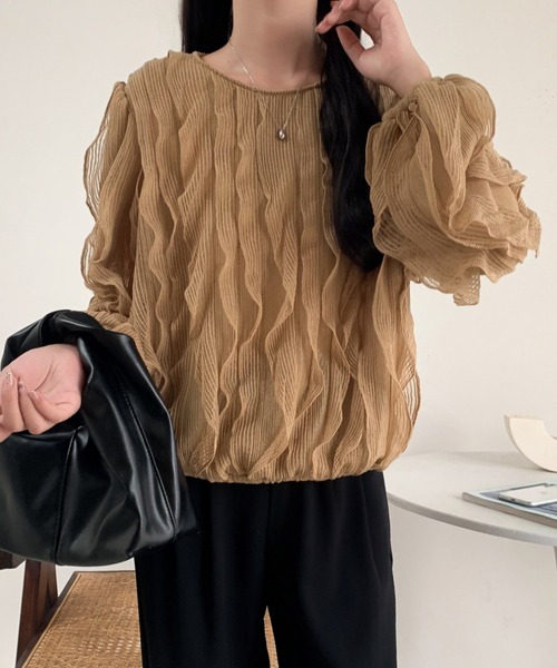 ECLIN（エクラン）の「ボリューム立体フリルブラウス（シャツ/ブラウス・レディース・ホワイト/ベージュ/ブラック・XL/L/M）」の3枚目の写真