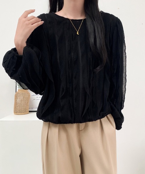 ECLIN（エクラン）の「ボリューム立体フリルブラウス（シャツ/ブラウス・レディース・ホワイト/ベージュ/ブラック・XL/L/M）」の2枚目の写真