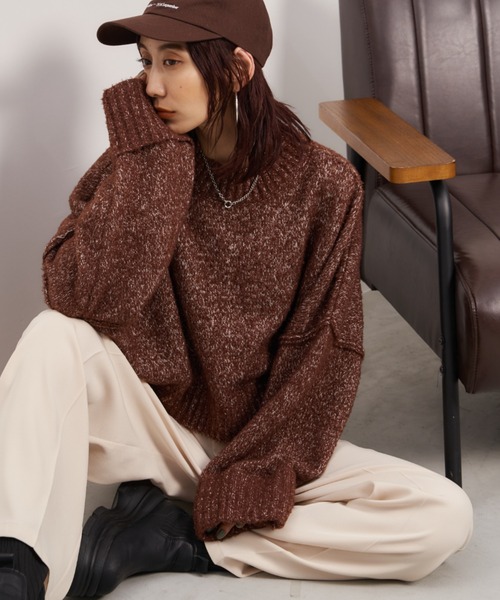 【23AWポップアップ限定】NKNIT ビーズ装飾 クロップドニットセーター セール】 【Oggi4月号掲載/洗える】ガータークロップド ニット