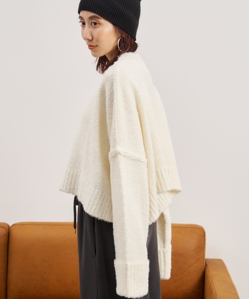 【23AWポップアップ限定】NKNIT ビーズ装飾 クロップドニットセーター セール】 【Oggi4月号掲載/洗える】ガータークロップド ニット