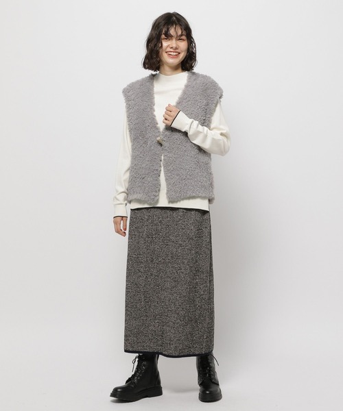 niko and...（ニコアンド）の「ミックスリブニットスカート（スカート・レディース・ブラック/オレンジ/イエロー/ホワイト・LARGE/MEDIUM）」の5枚目の写真