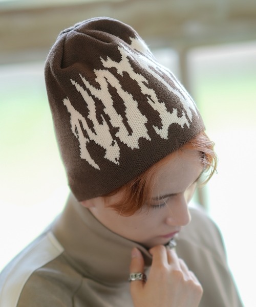 ロゴ入りニットキャップ BEANIE ネイビー ☆ hype ニット帽 ニットキャップ NEW YORKロゴジャガードニットキャップ