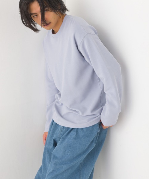 OMNES(オムネス)の「メンズリップルダブルフェイス長袖Tシャツ(Tシャツ/カットソー・メンズ・グレー/ブルー/ライトカーキ/ブラック/ホワイト・MEDIUM/LARGE)」の5枚目の写真