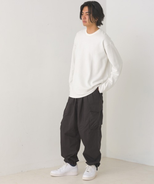 OMNES(オムネス)の「メンズリップルダブルフェイス長袖Tシャツ(Tシャツ/カットソー・メンズ・グレー/ブルー/ライトカーキ/ブラック/ホワイト・MEDIUM/LARGE)」の9枚目の写真