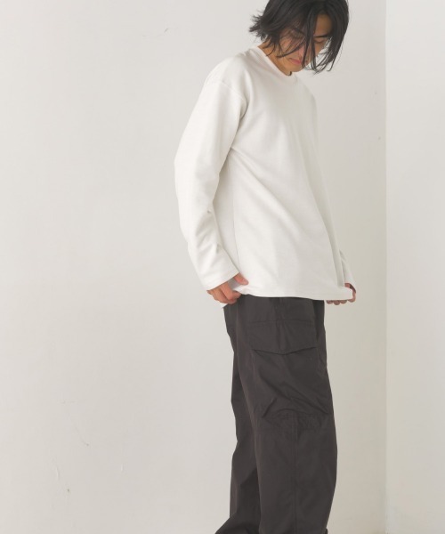 OMNES(オムネス)の「メンズリップルダブルフェイス長袖Tシャツ(Tシャツ/カットソー・メンズ・グレー/ブルー/ライトカーキ/ブラック/ホワイト・MEDIUM/LARGE)」の10枚目の写真
