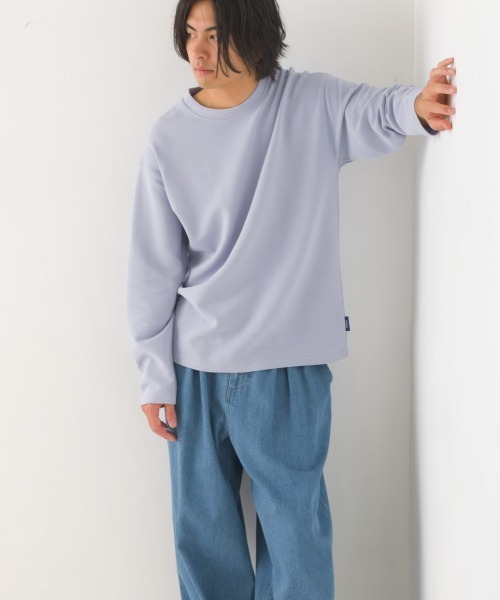 OMNES(オムネス)の「メンズリップルダブルフェイス長袖Tシャツ(Tシャツ/カットソー・メンズ・グレー/ブルー/ライトカーキ/ブラック/ホワイト・MEDIUM/LARGE)」の12枚目の写真