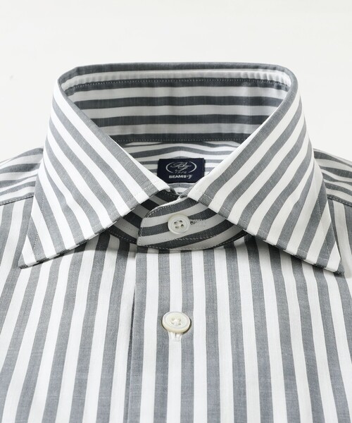 Fralbo napoli コットン ストライプ ワイドカラー シャツ M相当 セール】 120/2コットン ストライプ ワイドスプレッドカラーシャツ