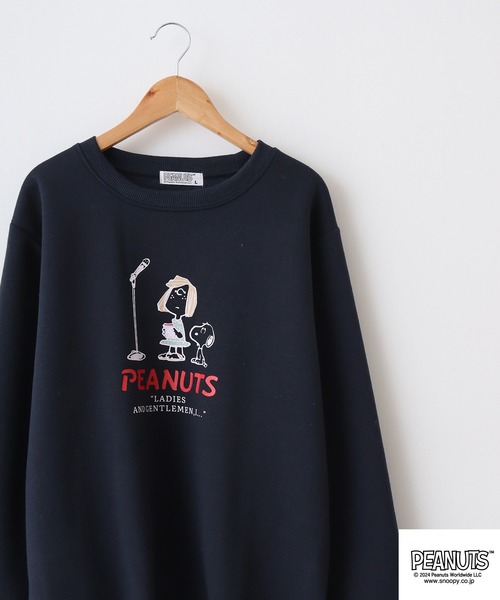 PEANUTS(ピーナッツ)の「PEATNUTS 日常柄プリント裏起毛トレーナー(スウェット・メンズ・オートミール/マスタード/チャコール/アイボリー/ピンクベージュ/ネイビー・S/M/L)」の1枚目の写真