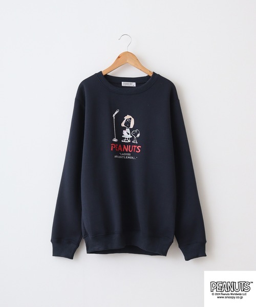 PEANUTS(ピーナッツ)の「PEATNUTS 日常柄プリント裏起毛トレーナー(スウェット・メンズ・オートミール/マスタード/チャコール/アイボリー/ピンクベージュ/ネイビー・S/M/L)」の9枚目の写真