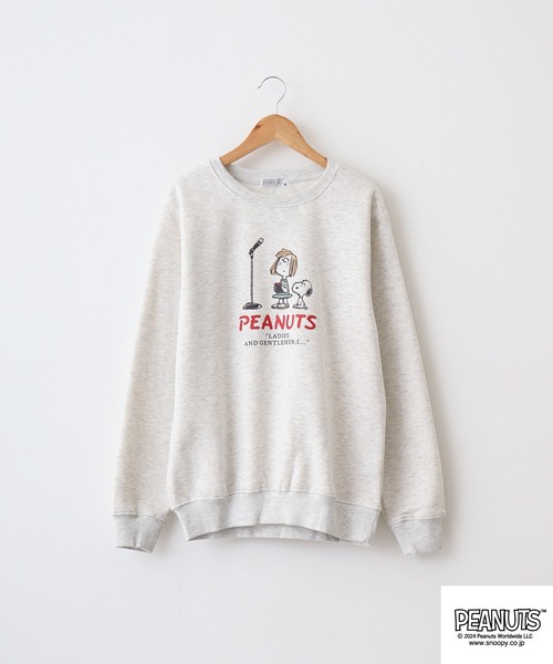 PEANUTS(ピーナッツ)の「PEATNUTS 日常柄プリント裏起毛トレーナー(スウェット・メンズ・オートミール/マスタード/チャコール/アイボリー/ピンクベージュ/ネイビー・S/M/L)」の12枚目の写真