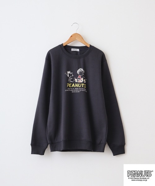 PEANUTS(ピーナッツ)の「PEATNUTS 日常柄プリント裏起毛トレーナー(スウェット・メンズ・オートミール/マスタード/チャコール/アイボリー/ピンクベージュ/ネイビー・S/M/L)」の8枚目の写真