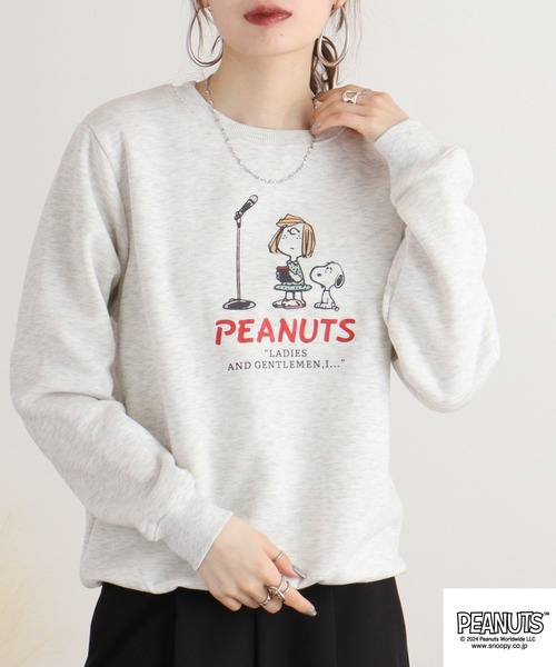PEANUTS(ピーナッツ)の「PEATNUTS 日常柄プリント裏起毛トレーナー(スウェット・メンズ・オートミール/マスタード/チャコール/アイボリー/ピンクベージュ/ネイビー・S/M/L)」の18枚目の写真