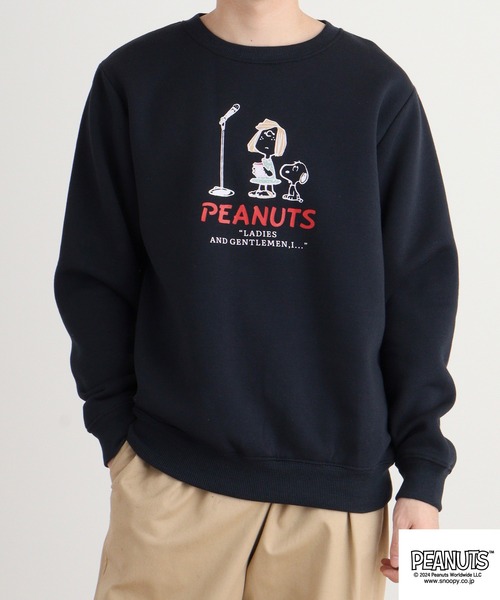 PEANUTS(ピーナッツ)の「PEATNUTS 日常柄プリント裏起毛トレーナー(スウェット・メンズ・オートミール/マスタード/チャコール/アイボリー/ピンクベージュ/ネイビー・S/M/L)」の22枚目の写真