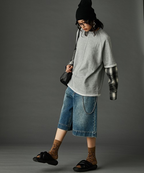 tシャツ フェイクレイヤードカットソープルオーバー 「大きいサイズ有」GEVS. レディース フェイクレイヤードカットソープルオーバー ＜大きいサイズ有