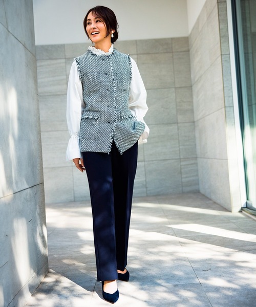 セール】シルク混タイプライタースタンドフリルブラウス（シャツ