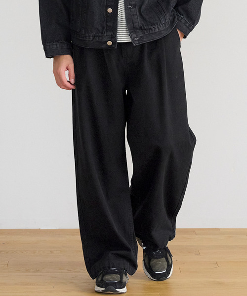 coca(coca)(コカ)の「ツータックワイドパンツ(デニムパンツ・メンズ・ブラック/チャコール/インディゴブルー・XL/L/M)」の2枚目の写真