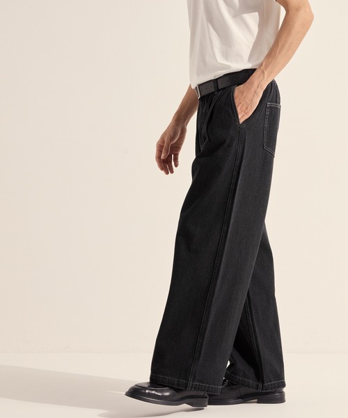 coca(coca)(コカ)の「ツータックワイドパンツ(デニムパンツ・メンズ・ブラック/チャコール/インディゴブルー・XL/L/M)」の5枚目の写真