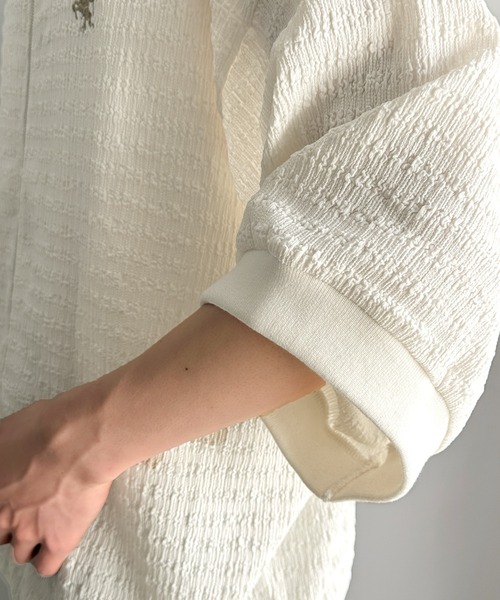 classicalelf（クラシカルエルフ）の「抜け感叶える大人の上品スポーティ。ポロ襟ダブルファスナージャガードトップス（半袖）（Tシャツ/カットソー・メンズ・ブラック/アイボリー・LARGE/MEDIUM/X-LARGE）」の16枚目の写真