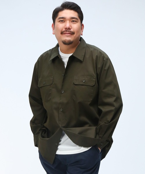Dickies(ディッキーズ)の「GENUINE Dickies (ジェニュインディッキーズ) 無地 フラップポケット ツイルワークシャツ 51600020(シャツ/ブラウス・メンズ・ブラック/カーキ・3L/4L/5L)」の1枚目の写真