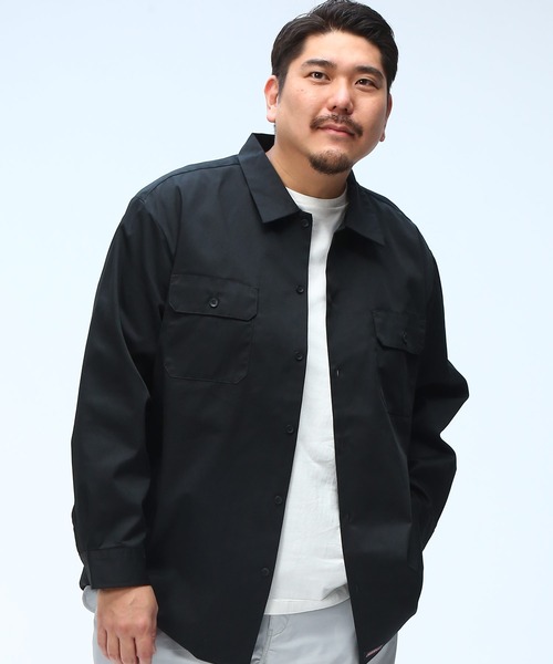 Dickies(ディッキーズ)の「GENUINE Dickies (ジェニュインディッキーズ) 無地 フラップポケット ツイルワークシャツ 51600020(シャツ/ブラウス・メンズ・ブラック/カーキ・3L/4L/5L)」の2枚目の写真