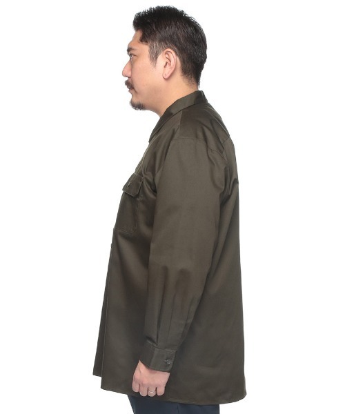 Dickies(ディッキーズ)の「GENUINE Dickies (ジェニュインディッキーズ) 無地 フラップポケット ツイルワークシャツ 51600020(シャツ/ブラウス・メンズ・ブラック/カーキ・3L/4L/5L)」の13枚目の写真