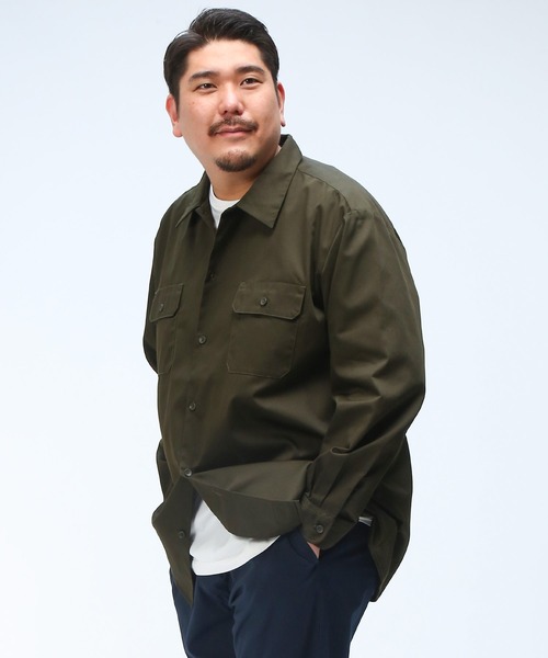 Dickies(ディッキーズ)の「GENUINE Dickies (ジェニュインディッキーズ) 無地 フラップポケット ツイルワークシャツ 51600020(シャツ/ブラウス・メンズ・ブラック/カーキ・3L/4L/5L)」の7枚目の写真