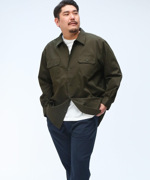 Dickies(ディッキーズ)の「GENUINE Dickies (ジェニュインディッキーズ) 無地 フラップポケット ツイルワークシャツ 51600020(シャツ/ブラウス・メンズ・ブラック/カーキ・3L/4L/5L)」の9枚目の写真