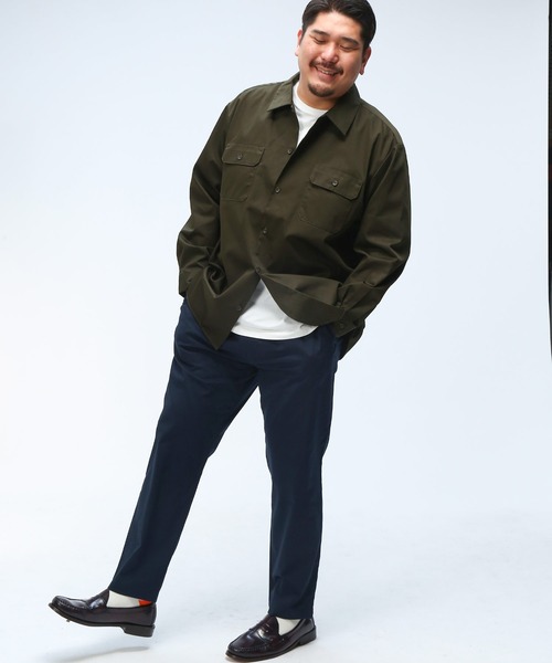 Dickies(ディッキーズ)の「GENUINE Dickies (ジェニュインディッキーズ) 無地 フラップポケット ツイルワークシャツ 51600020(シャツ/ブラウス・メンズ・ブラック/カーキ・3L/4L/5L)」の10枚目の写真