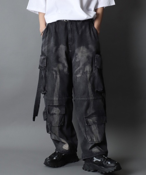 セール】2WAY Twill ＆ Denim Wide Cargo Pants/2WAY スプレー加工