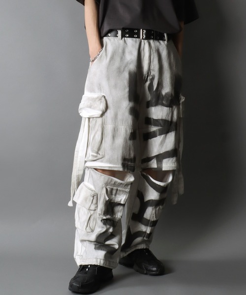 セール】2WAY Twill ＆ Denim Wide Cargo Pants/2WAY スプレー