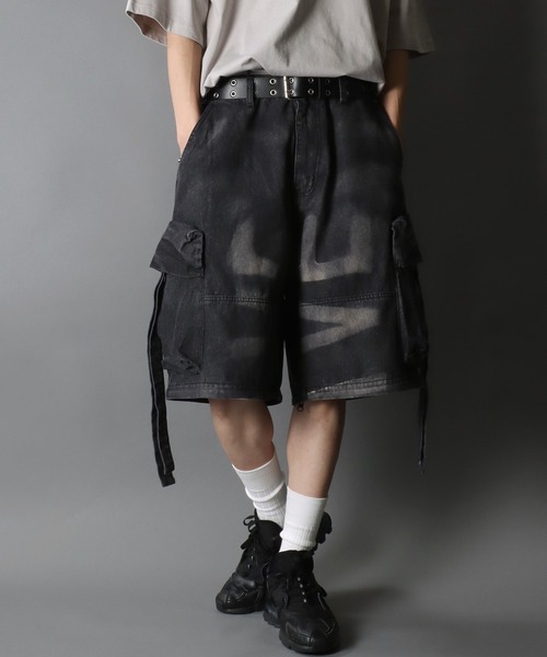 REFLEM 2WAY ワイドデニムカーゴパンツ BLACK REFLEM/レフレム』2WAY切替ワイドデニムカーゴパンツ（デニム